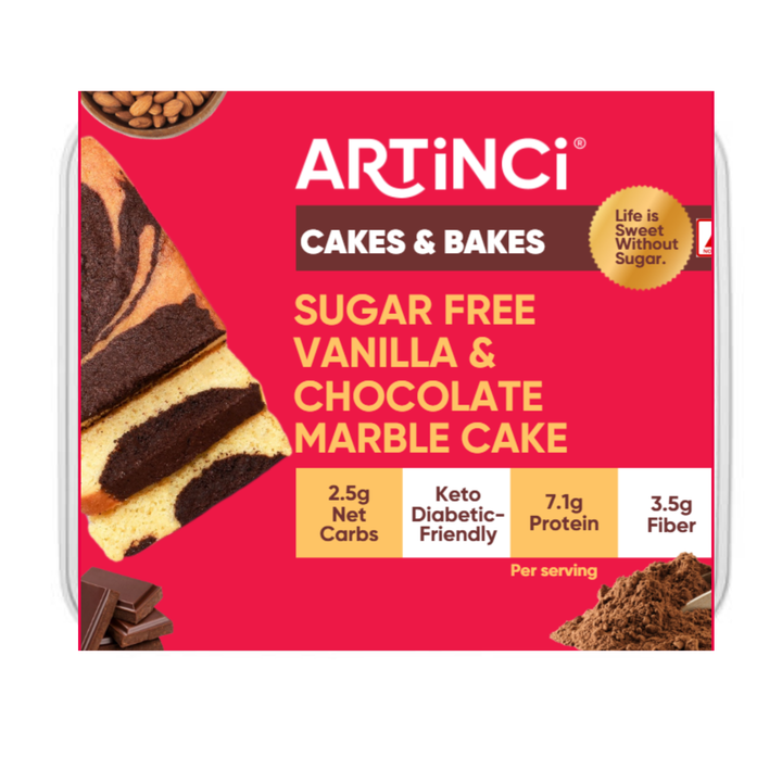 Vanilla & Chocolate Marble Sugar free Cake - Diabetic-Friendly, Keto, Gluten-Free (contains egg) BYOB