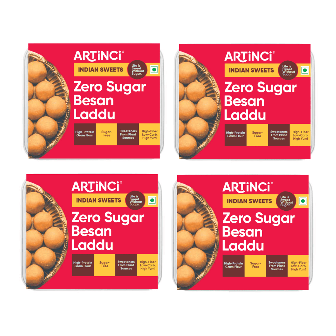 Besan Laddu - Sugar free sweet | Made with Pure desi ghee | Low carb, Guilt - free - Artincisugar - freediabetic - friendlyweightloss