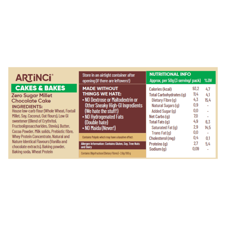 Eggless Millet Chocolate Cake - Sugar Free, Diabetic Friendly (150g) - Artinci#sugar - free##diabetic - friendly##weightloss#
