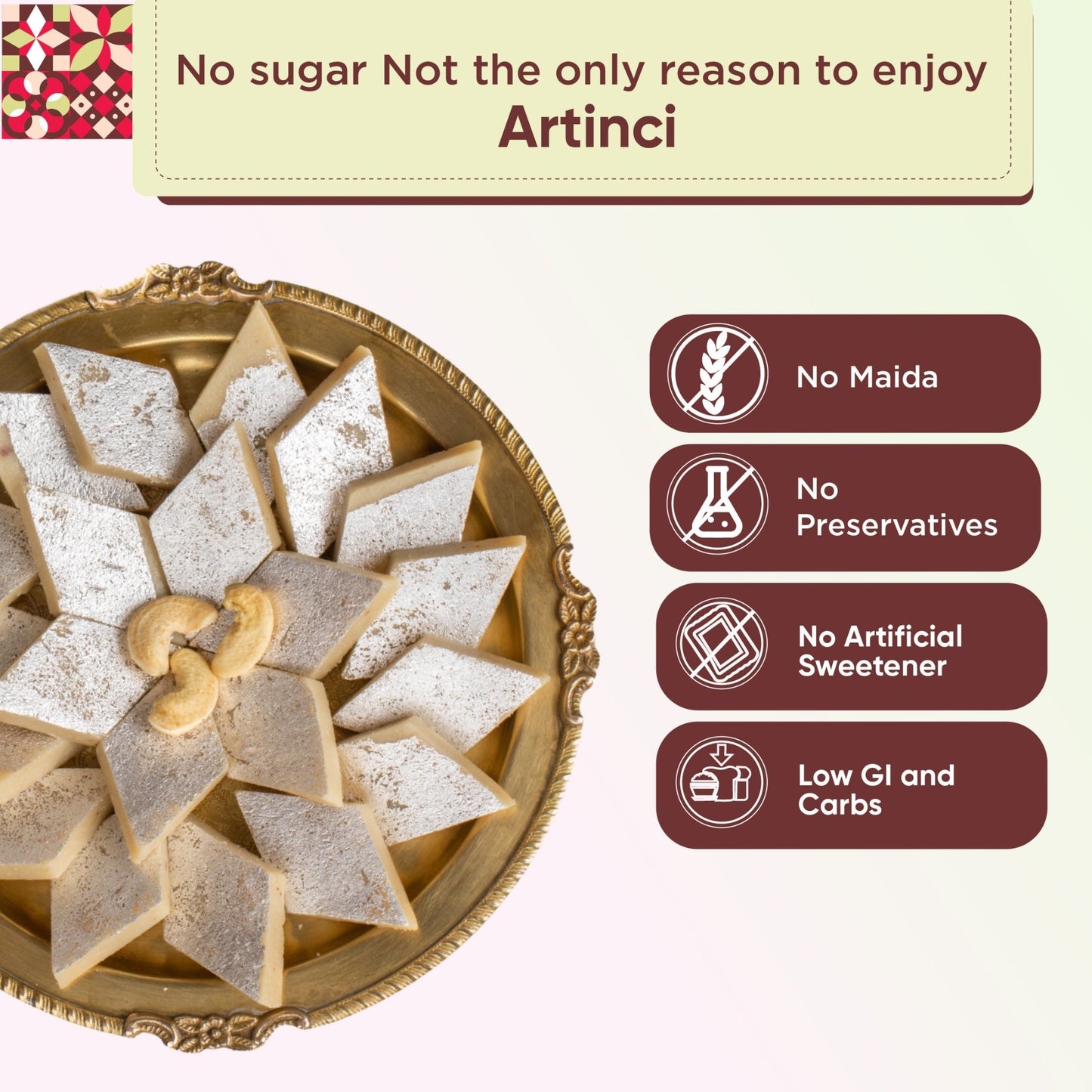 Kaju Katli | Low carb | Keto Friendly | Sugar Free | Diabetic Friendly | Vegan - Artinci#sugar-free##diabetic-friendly##weightloss#