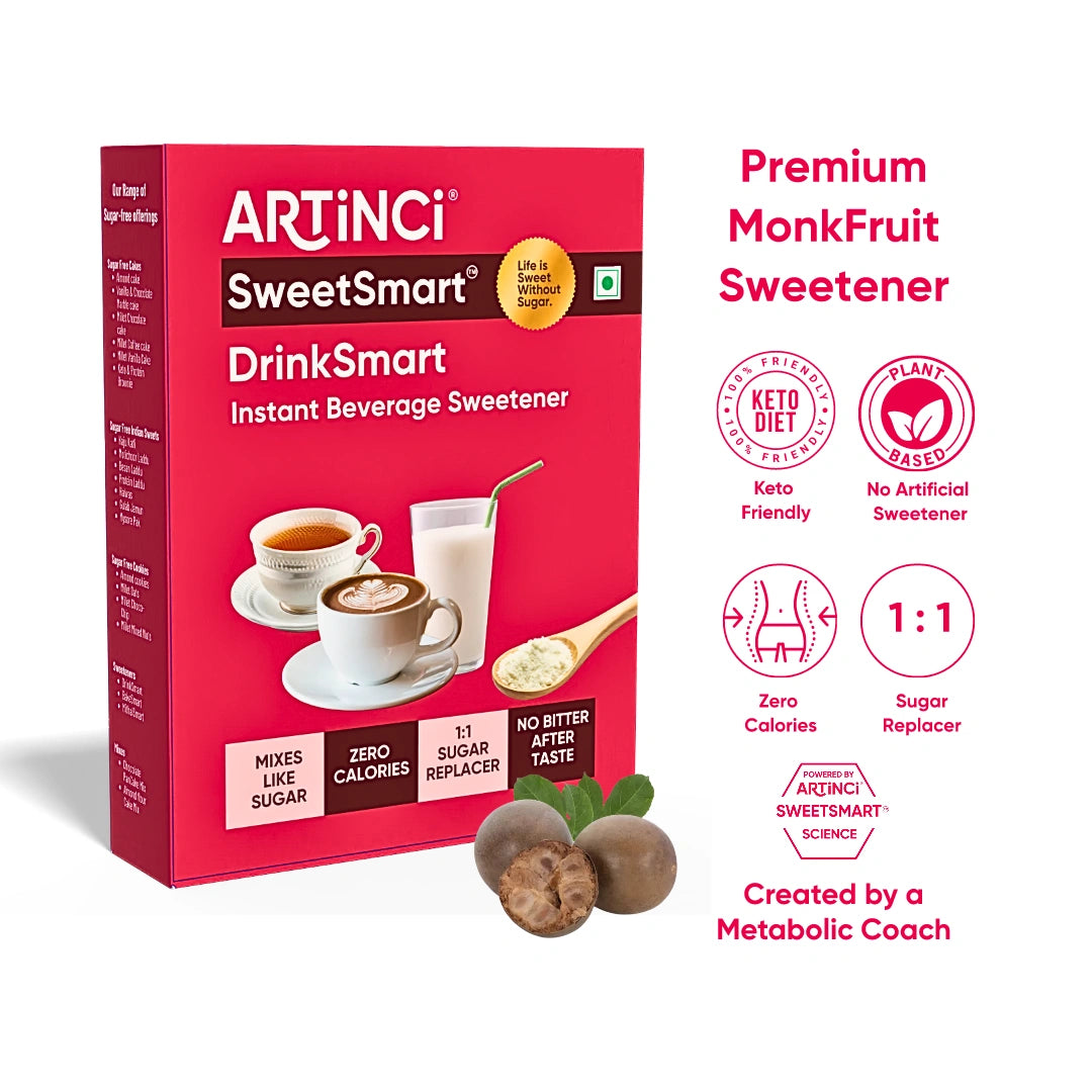 ARTiNCi SweetSmart DrinkSmart instant beverage sweetener packaging on a white background