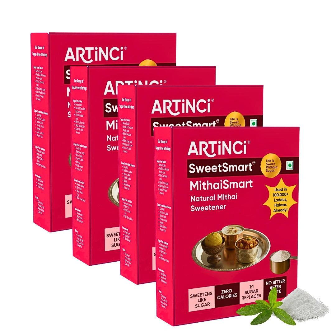 Multiple boxes of Artinci SweetSmart MithaiSmart on a white background