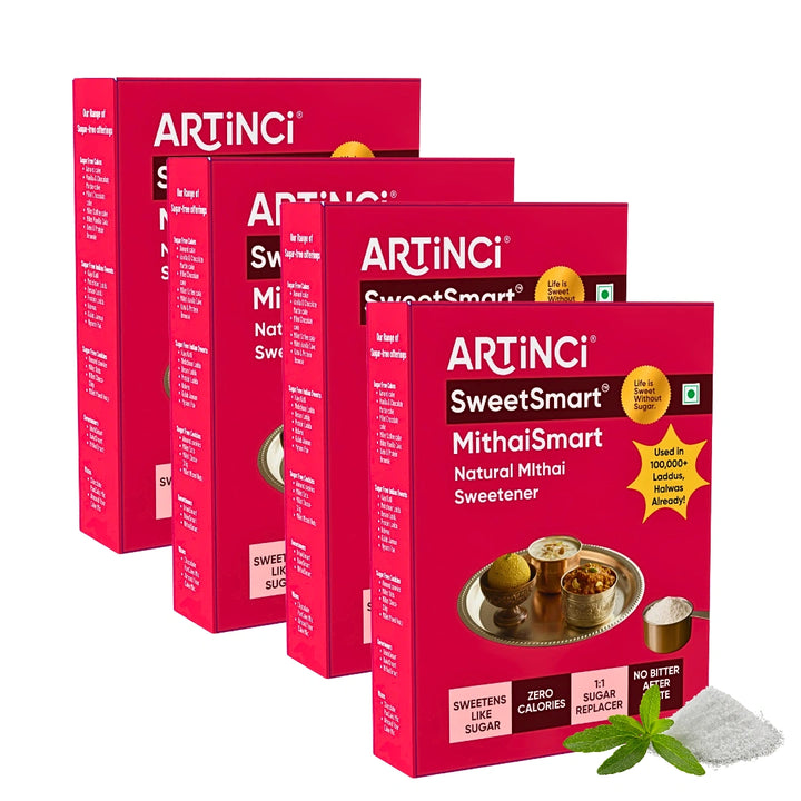 Multiple boxes of Artinci SweetSmart MithaiSmart on a white background