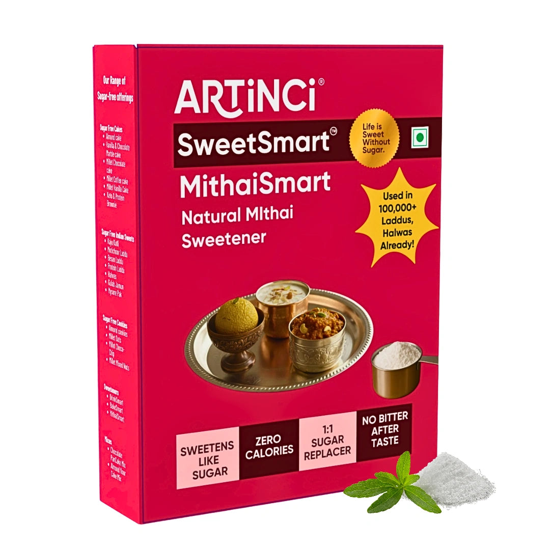 MithaiSmart™ by Artinci | Sugar free Sweetener for Healthy Sweets – The 1:1 Sugar Replacement with No Aftertaste | Stevia sweetener