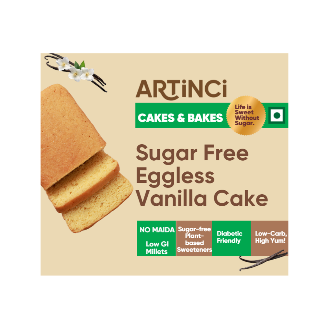 Eggless Vanilla Sugar free Cake - Diabetic Friendly, Low carb