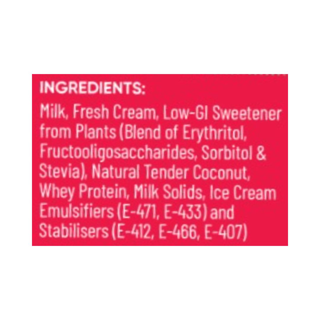 Sugar Free Tender Coconut Ice Cream Ingredients